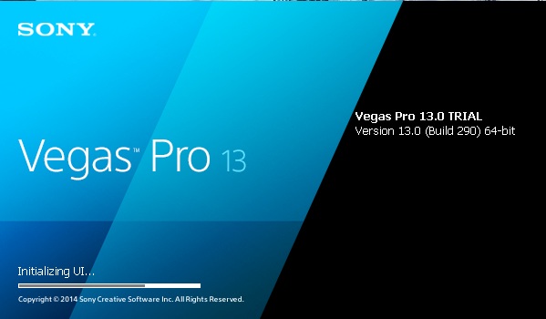 Sony Vegas Pro 13 startup screen