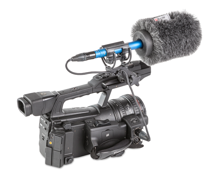 Rycote Invision Softie Lyre with mic on camcorder